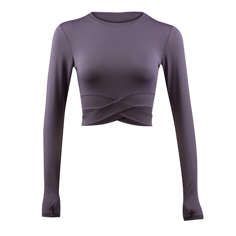 2025 Women's Yoga Sport Quick-Drying Cross Long Sleeve Crop Top