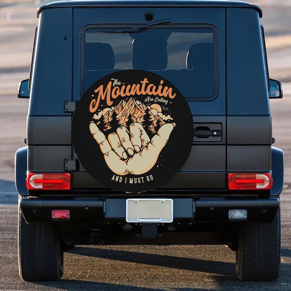 Mountain Call Gesture Pattern 30/34 Inch Multi-functional Spare Tire Cover, Suitable For Jeeps, Trailers, RVs, SUVs, Trucks, Cam
