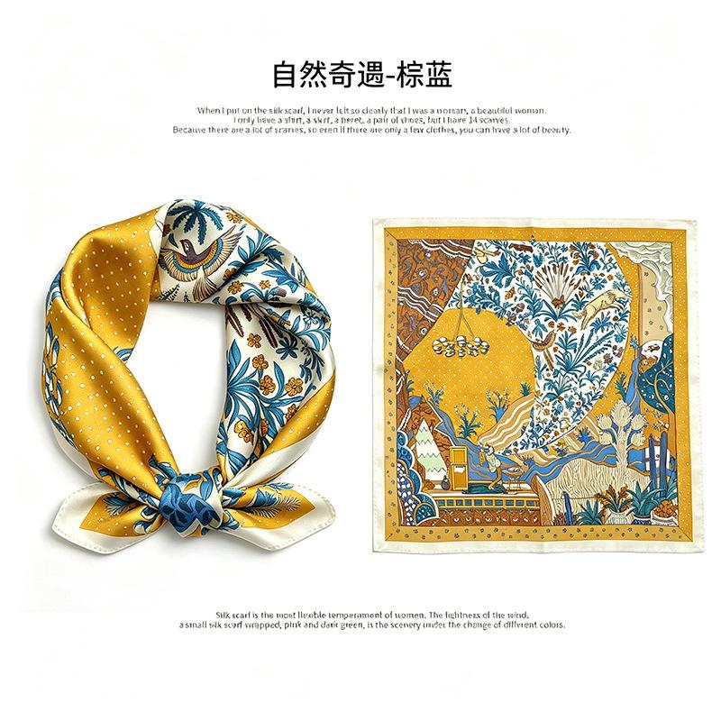 [111 mulberry silk] Korean version of classic cashew nut flower bag headscarf, small square scarf, shirt, suit, thin silk silk scarf