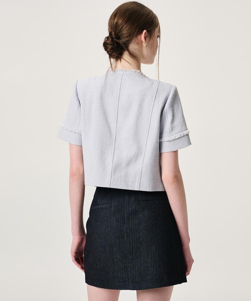 ETMON Buckle Wrap Mini Skirt, Black Indigo
