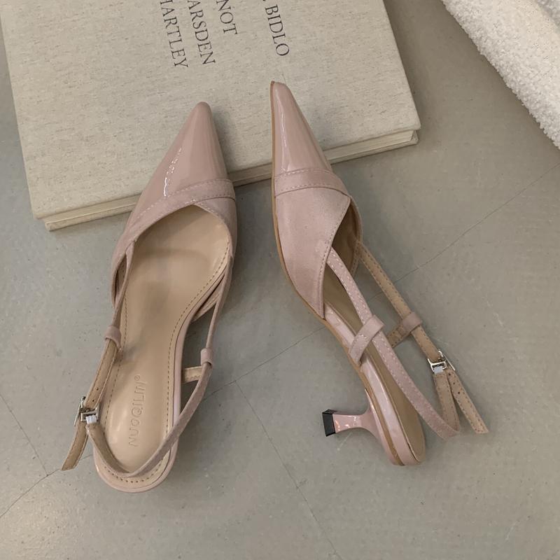 Fashion SUOJIALUN 2025 Summer New Brand Women Sandal Fashion Pointed Toe Shallow Slip On Mules Shoes Thin Med Heel Dress Pumps Shoes
