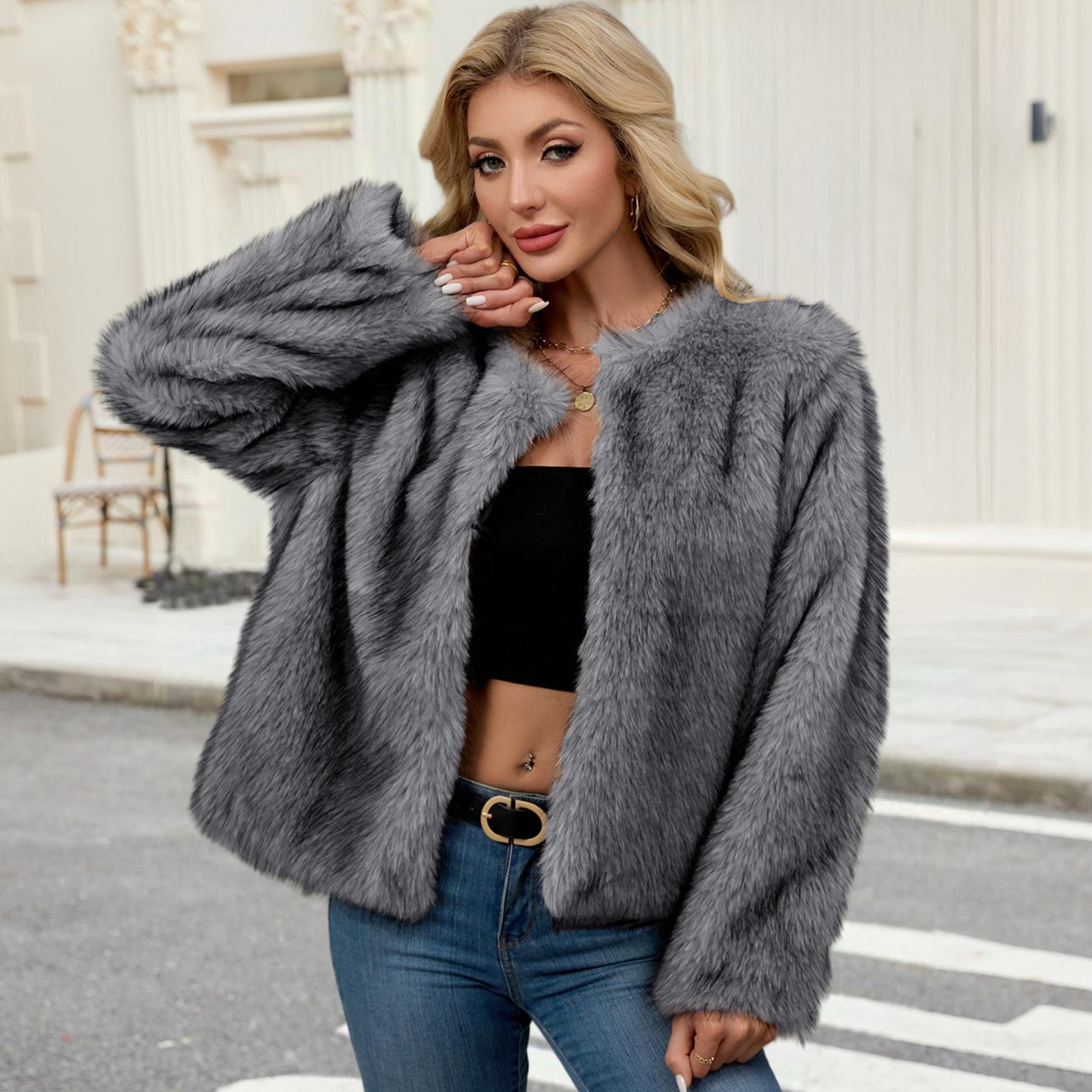 

Новый короткий кардиган из искусственного меха осень и зима женское плюшевое пальто 0 XXXL