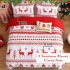 Christmas 3-piece Set With Red Reindeer Snowflake Pattern decoration, Soft ultra-fine Fiber Bedding Set