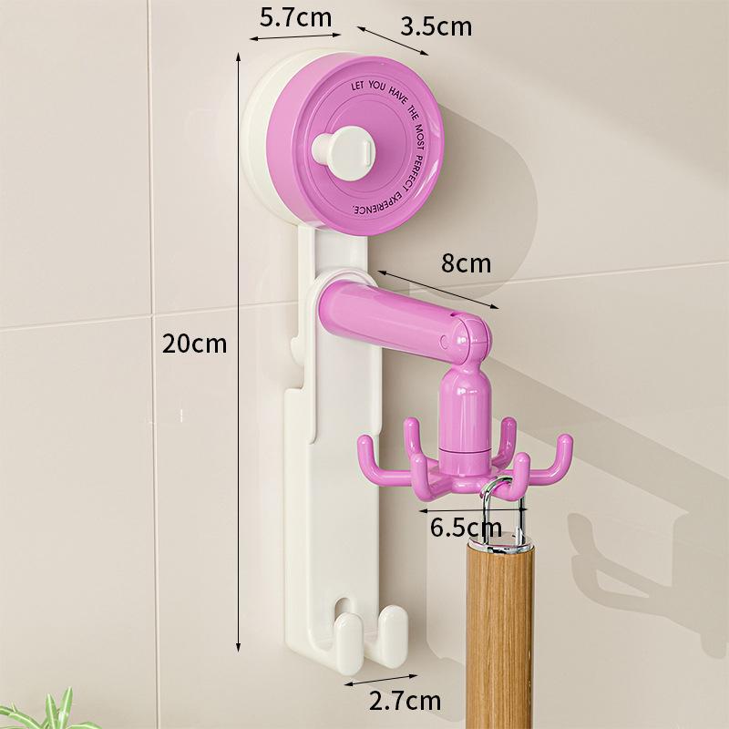 

Кухонный вращающийся крючок на присоске, настенная вешалка для кухонной утвари, ложек, лопаток и полка для хранения розовый
