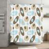 Blue Brown Oval Pattern Shower Curtain Modern Bathroom Decor For Home Bathing Room Waterproof Fabric With Hooks Various Sizes Av