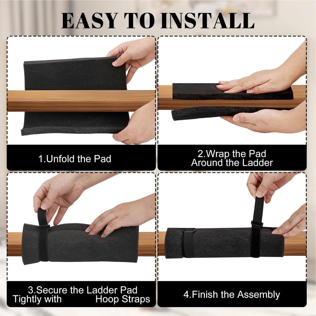 Bunk Bed Ladder Pads 5PCS Anti Slip Mat with Adjustable Straps for Dormitory RV Kids Room Bedroom Apartment Loft Step Cushion