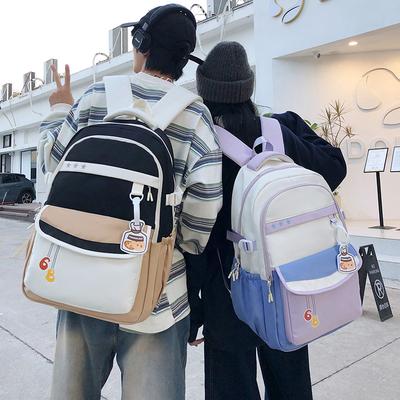 New College Student Backpack Contrasting Colors, Lightweight, Large-capacity Load-reducing Backpack, Retro Tooling Backpack