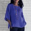 Summer Casual Blouse Women O-Neck Three Quarter Loose Shirts Tops Cothes for Women Streetwear