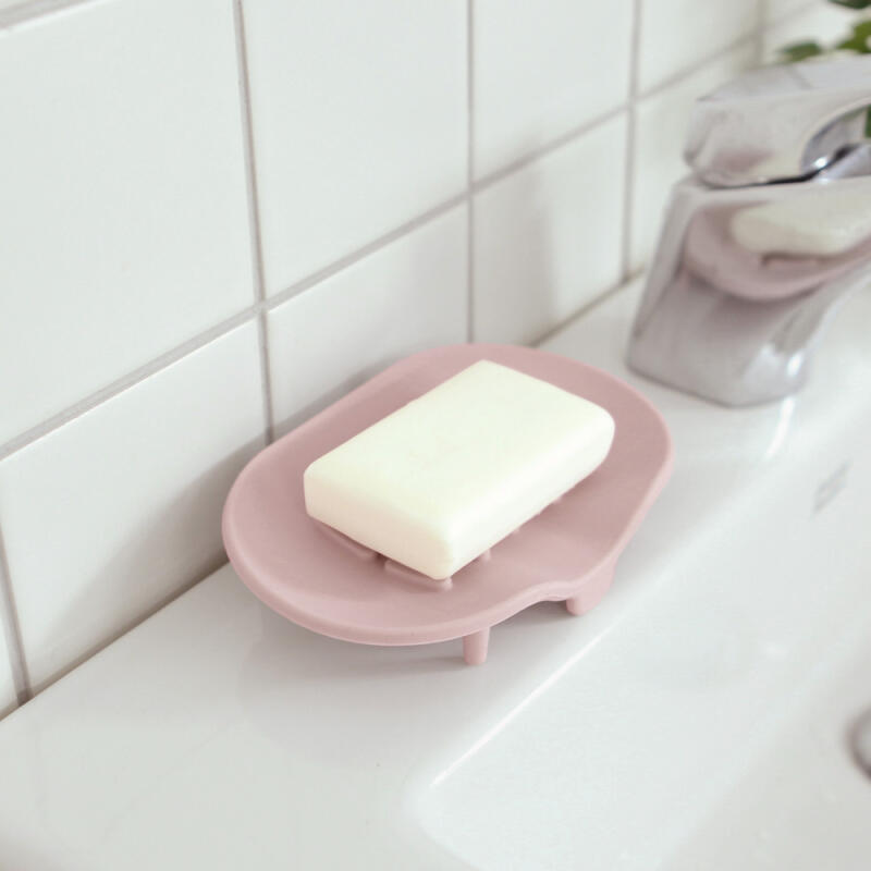 3 soft silicone soap dish holders pink