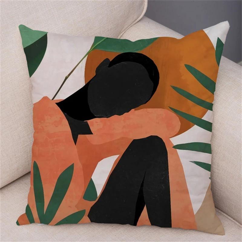 Geometric Pattern Fashion Women Sofa Car Home Decor Cushion Cover Black African Girl Pillowcase