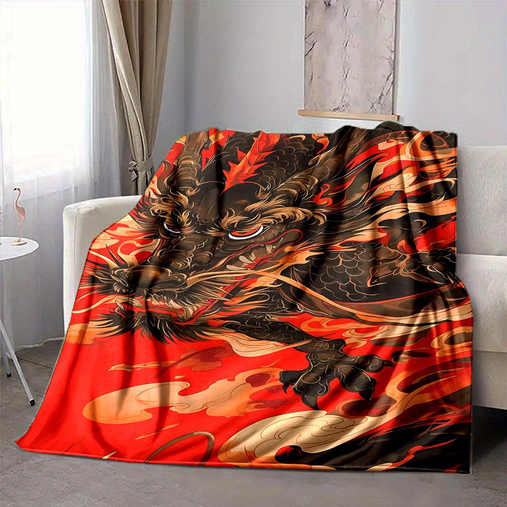 1pc Mythical Creature Illustration Blanket Warm, Cozy, And Soft, Suitable for Sofas, Beds, Cars, And Office Use.Perfect for Camping And Travel, Making