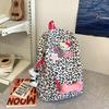 Schoolbag New Leopard Print Kitty Backpack Female Cow Print College Student Ins Korean Version Cute Large Capacity Campus Backpack