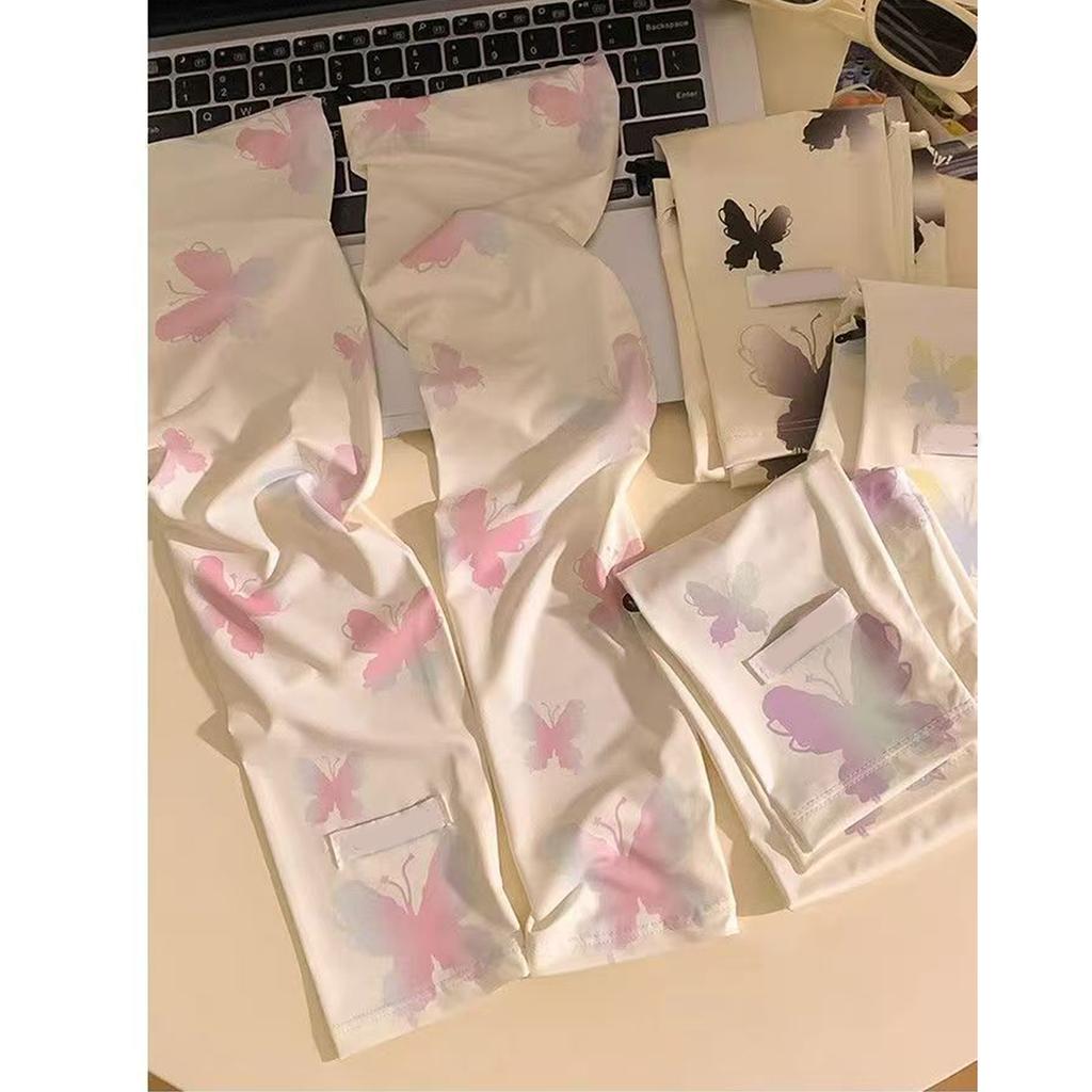 Butterfly Pattern Arm Sleeves Arm Guard for Women Breathable Ice Silk Design Comfortable Driving