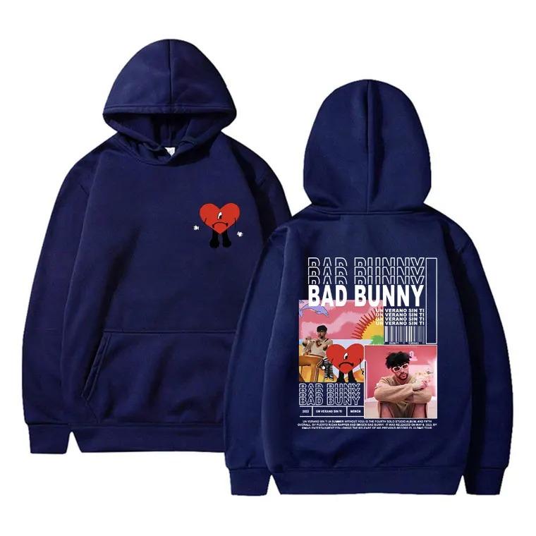 Rapper Singer Bad Bunny Graphic Hoodie Men Women Oversized Streetwear Hip Hop Harajuku Casual Loose Pullover Tracksuit Female Male Clothing