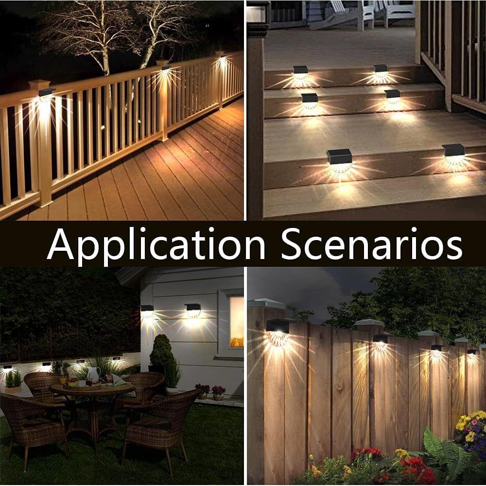 Waterproof Solar Deck Lights LED Light Terraces Railing Lamp Easy To Use Solar Step Lights  Yard