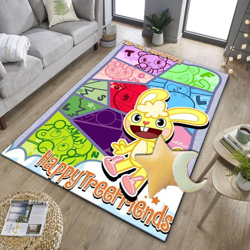Happy Tree Friends Anniversary Office Rug Chair Mat, Game Carpet, Suitable for Front Door, Bedroom, Living Room, Desk, Holiday Gift