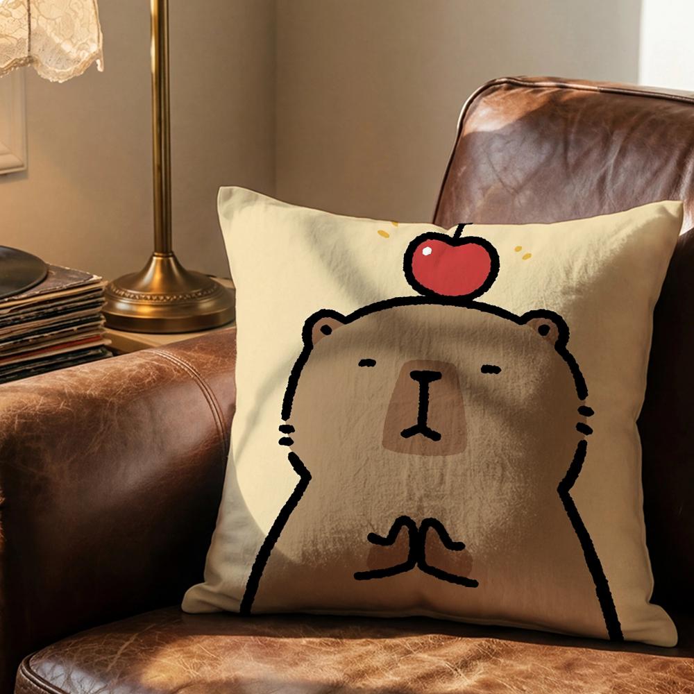 Cute pet Kapibala Cushion Cover Soft & Easy-Wash Pillow Case – Versatile for Couch, Bed, Travel and Office