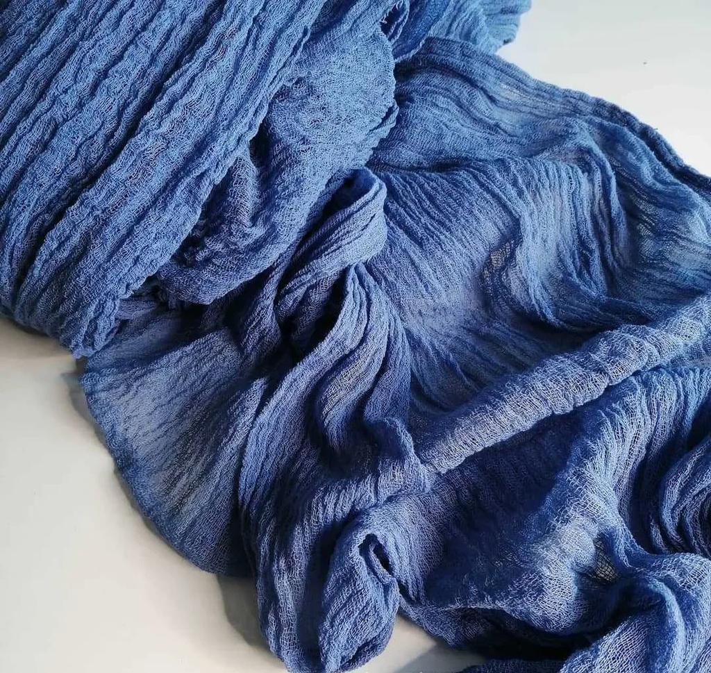Baby Blue Cheesecloth Table Runner 4 Pack Vintage Rustic Gauze Table Runner Boho Decoration for St Patrick's Day Easter Wedding