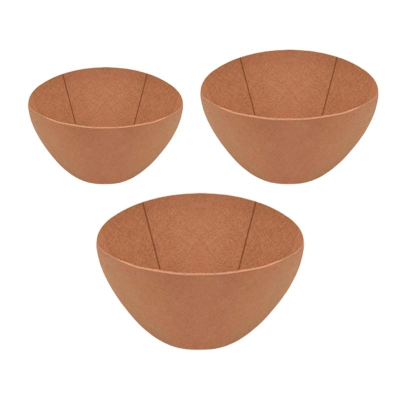 3 Piece Reusable Thick Felt Hanging Basket Inserts, Round Fabric Flower Pot Liners Prevent Soil Loss and Bird Nesting