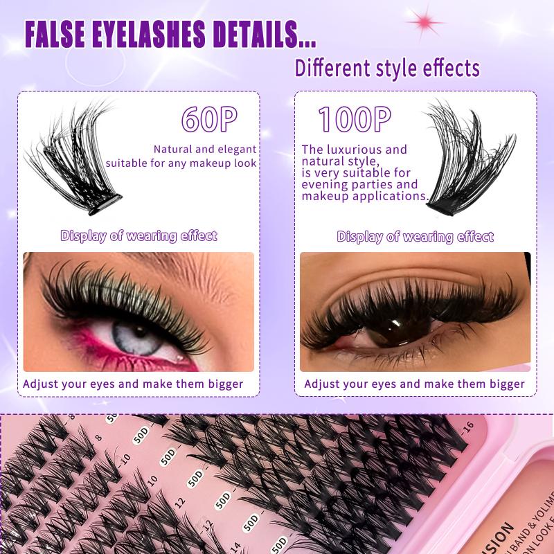 Lash Clusters Kit 200/270/570 Pcs Diy Lash Extensions Book, D Curl Lash Clusters Eyelash Extension For Use At Home