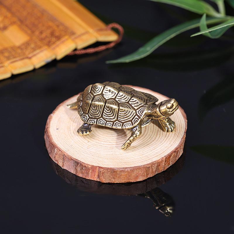 Schildkrötenstatue aus reinem Kupfer, Vintage-Schildkrötenfiguren aus Messing, für den Schreibtisch, Feng Shui-Ornament, Miniaturen, antikes Teehaustier, Basteln, Geschenke