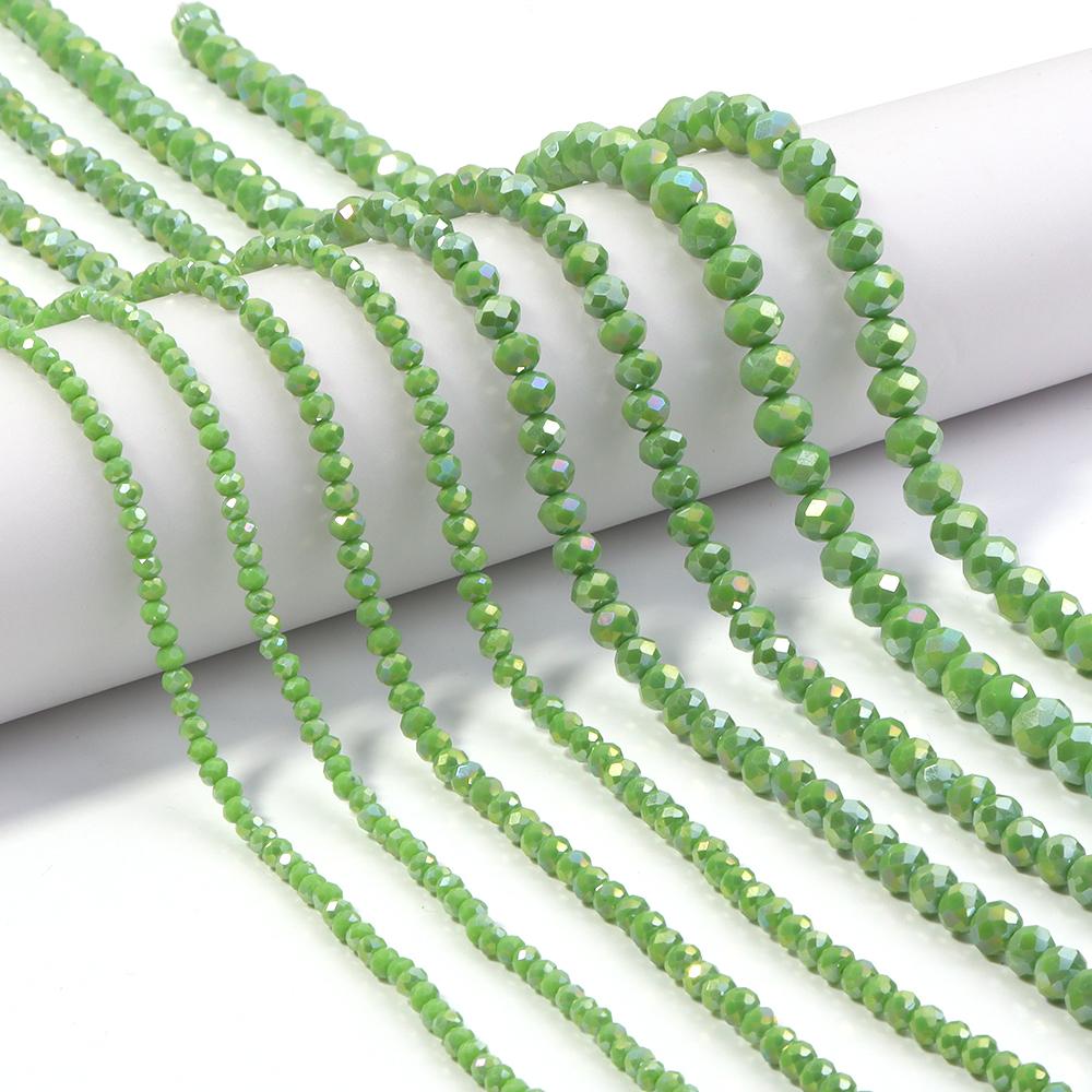 1 Strand Faceted Crystal Beads Olive Green Abacus Glass Loose Spacer Beads For Jewelry Making DIY Necklace Bracelet 3/4/6/8mm