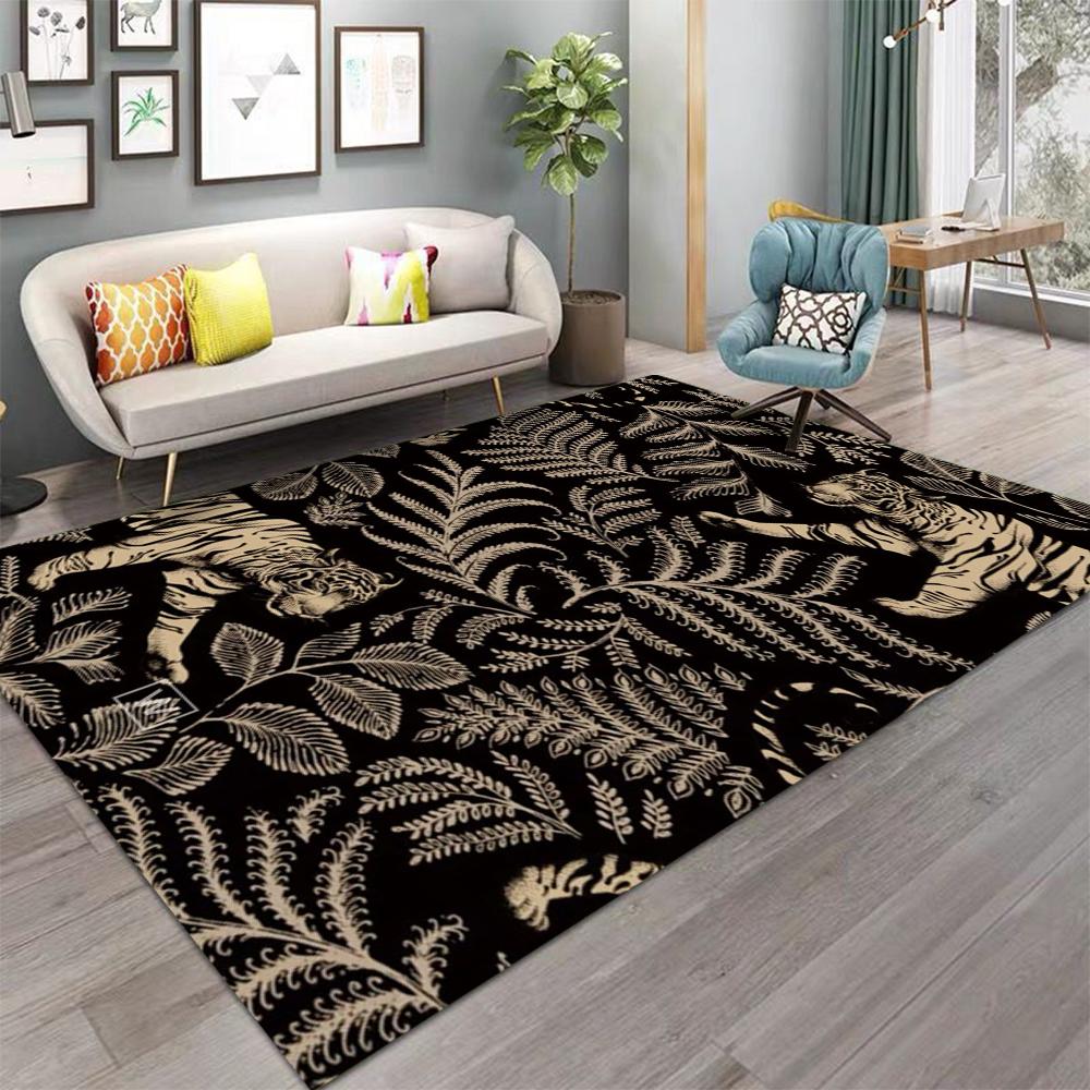 

Vintage Botanical Carpet Rug Home Decoration Retro Floral Plants Floor Mat Living Room Hallway Bedroom Black Grey Green 40x60cm