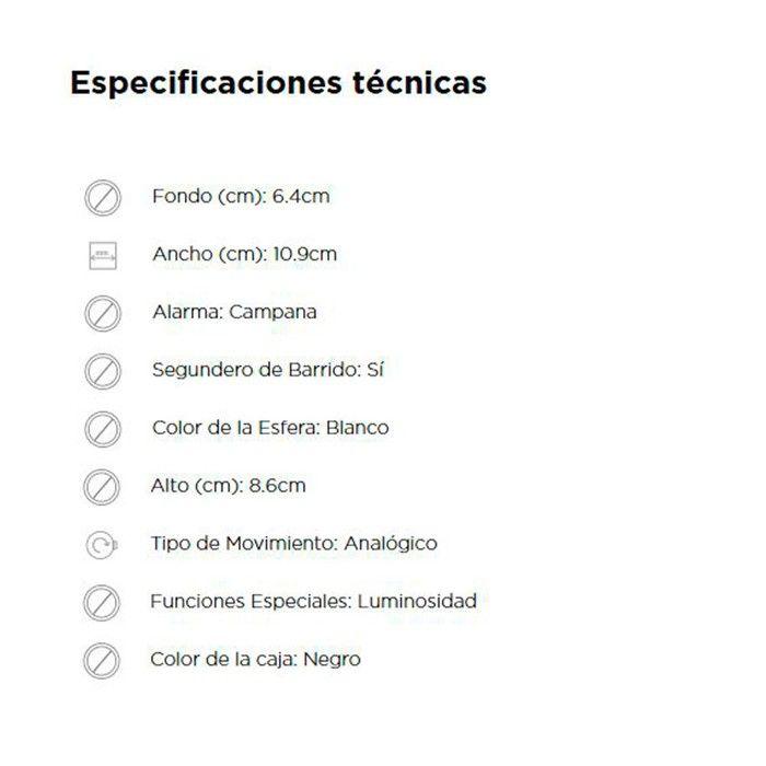 Réveil - SEIKO - QHK061K - Analogique - Noir - Alarme