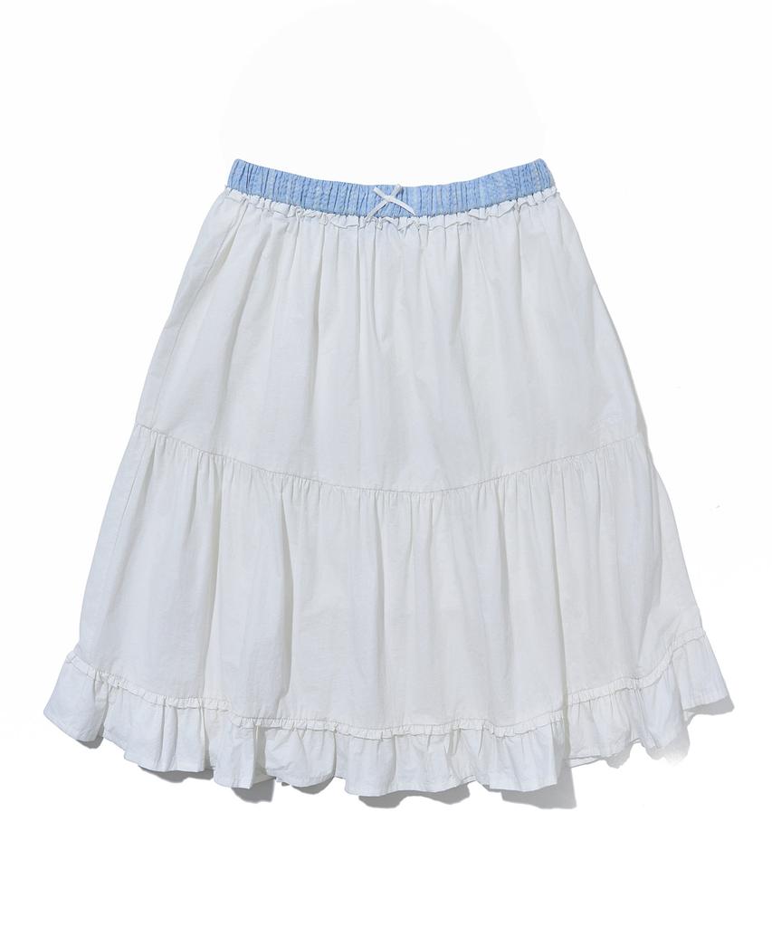 Yuhee Tiered Lace Midi Skirt_White