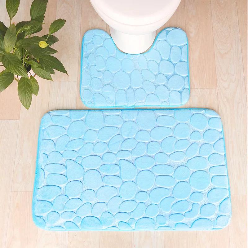 3-Piece Bathroom Rug, 2-Piece Anti-Slip Soft Bath Mat, Shower Mat Set, Toilet Cover, Floor Mat