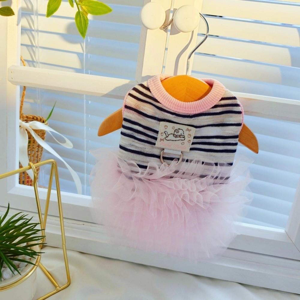 Breathable Dog Tulle Dress Striped Knit Puppy Clothing New Summer Dog Vest For Small Dogs