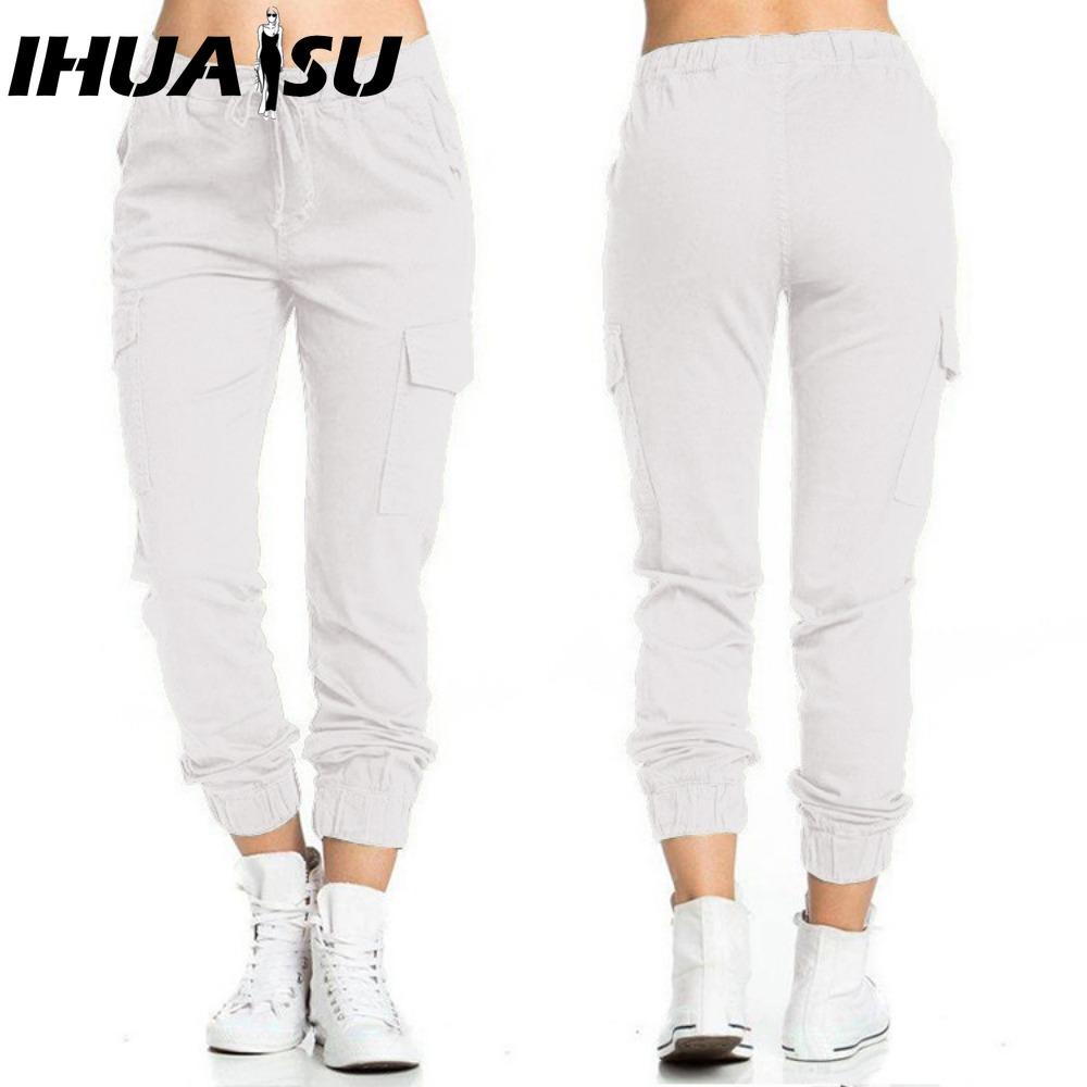 IHUASU Women s Fashion Casual Solid Color Print Pants & Capris S белый