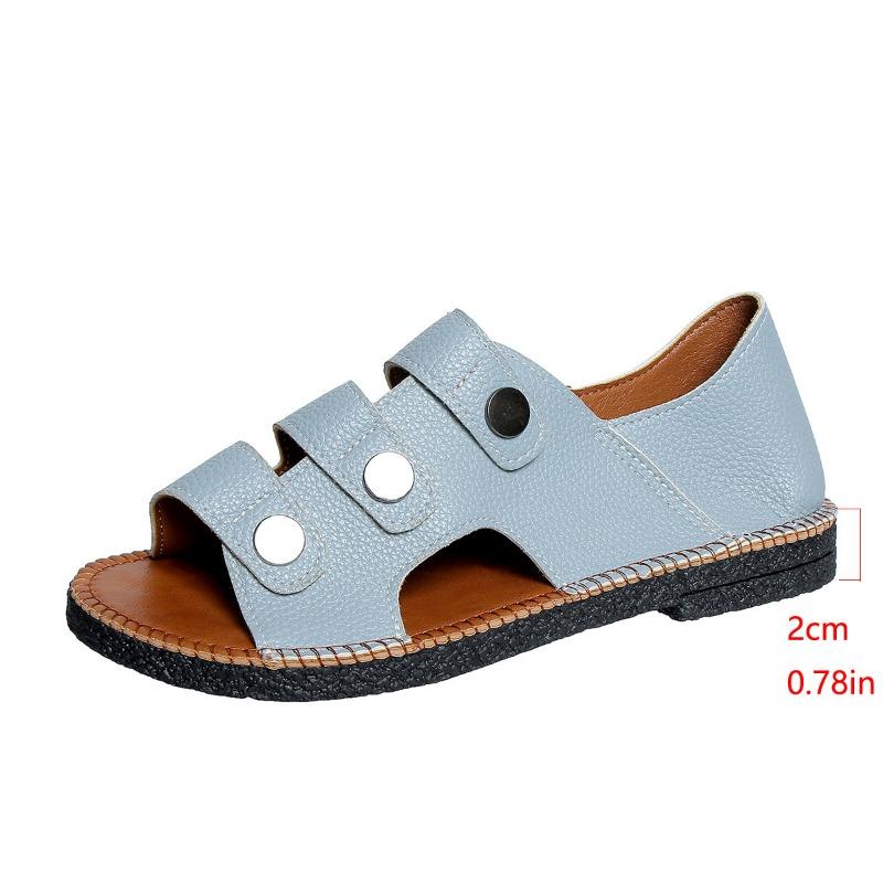 

Summer solid color round head one-word foot set style flat bottom round head women s fashion large size sandals 36