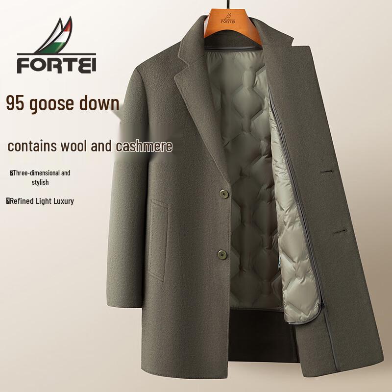 Men s Wool Blend Down Suit Collar Mid-Length Coat 52