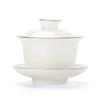 Suet jade white porcelain drawing Phnom Penh Sancai cover bowl teacup Kung Fu tea set tea bowl pure white large warm brewing tea bowl