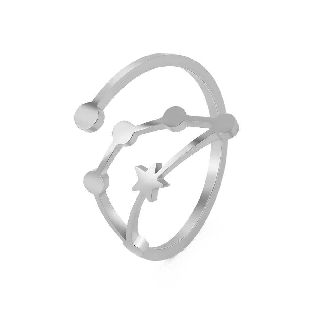 

Teamer 12 Constellations Ring for Women Zodiac Aries Leo Horoscope Stainless Steel Finger Ring Astronomy Jewelry Birthday Gifts resizable