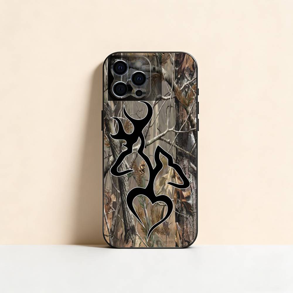 Deer Hunting Camo Phone Case For iPhone 17, 16,15,14,13,12,11 Plus,Pro Max, Others Soft Black Cover