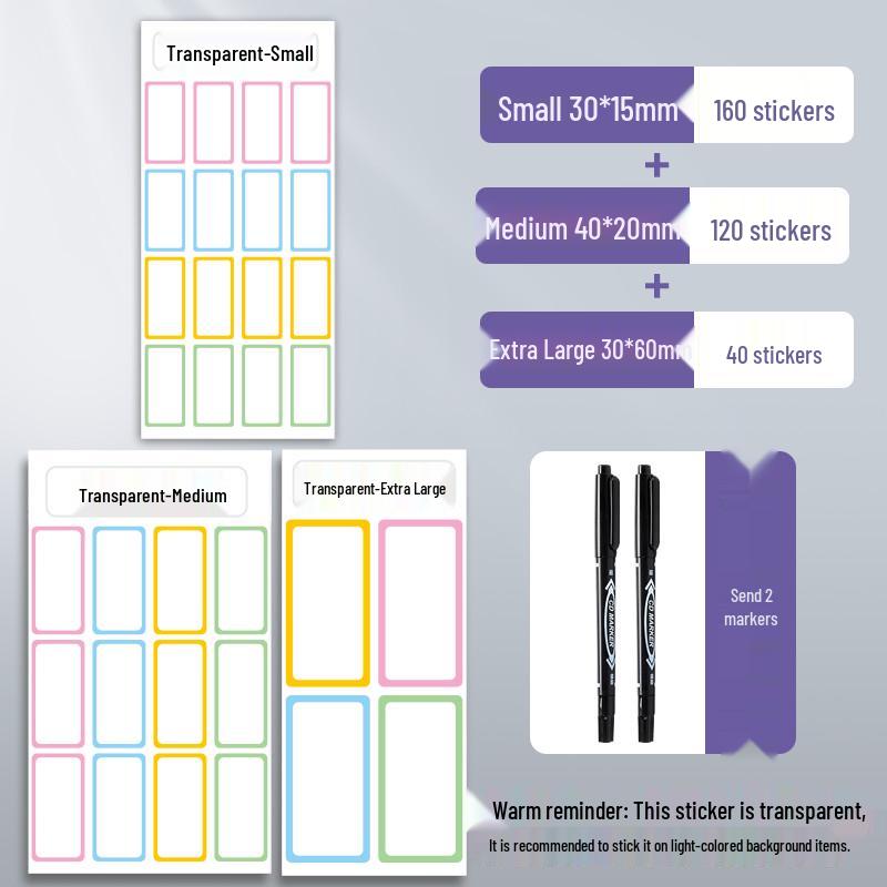 Waterproof Transparent Adhesive Name Stickers - Colorful and Self-Adhesive Labels