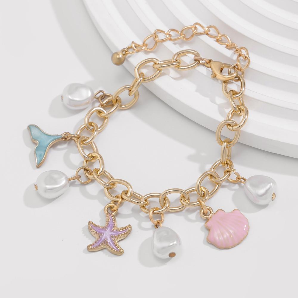 Sweet Ocean Beach Wind Necklace Starfish Shell Pearl Necklace