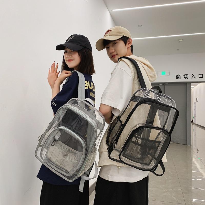 Transparent beach casual backpack spring and summer new daily large-capacity plastic men's and women's backpack