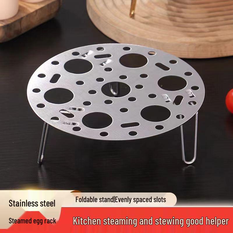 Multifunctional Stainless Steel Egg Steaming Rack with High-Leg Pot and Small Tray