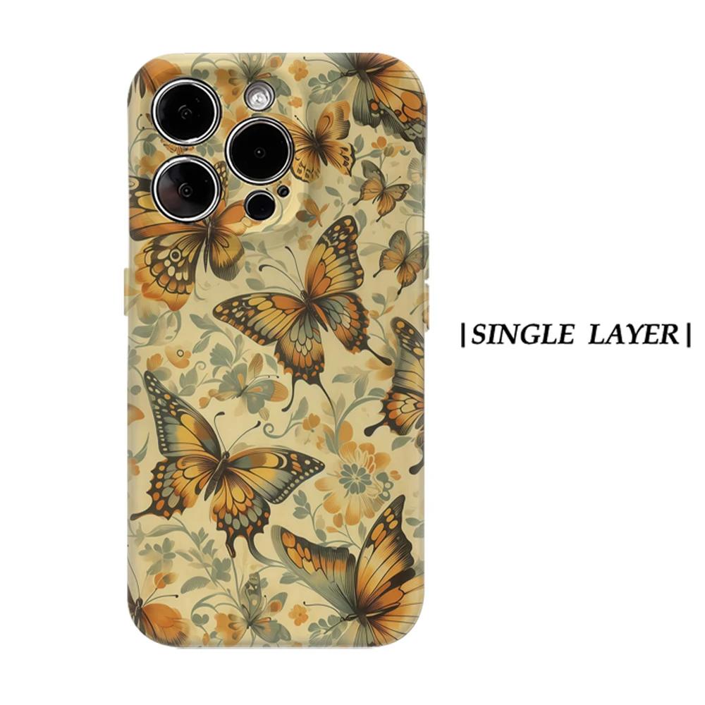 Vintage Butterflies Phone Case for IPhone 17 16 15 14 13 Pro Max Plus for Magnetic Single Double-layer Tough Case IPHONE15