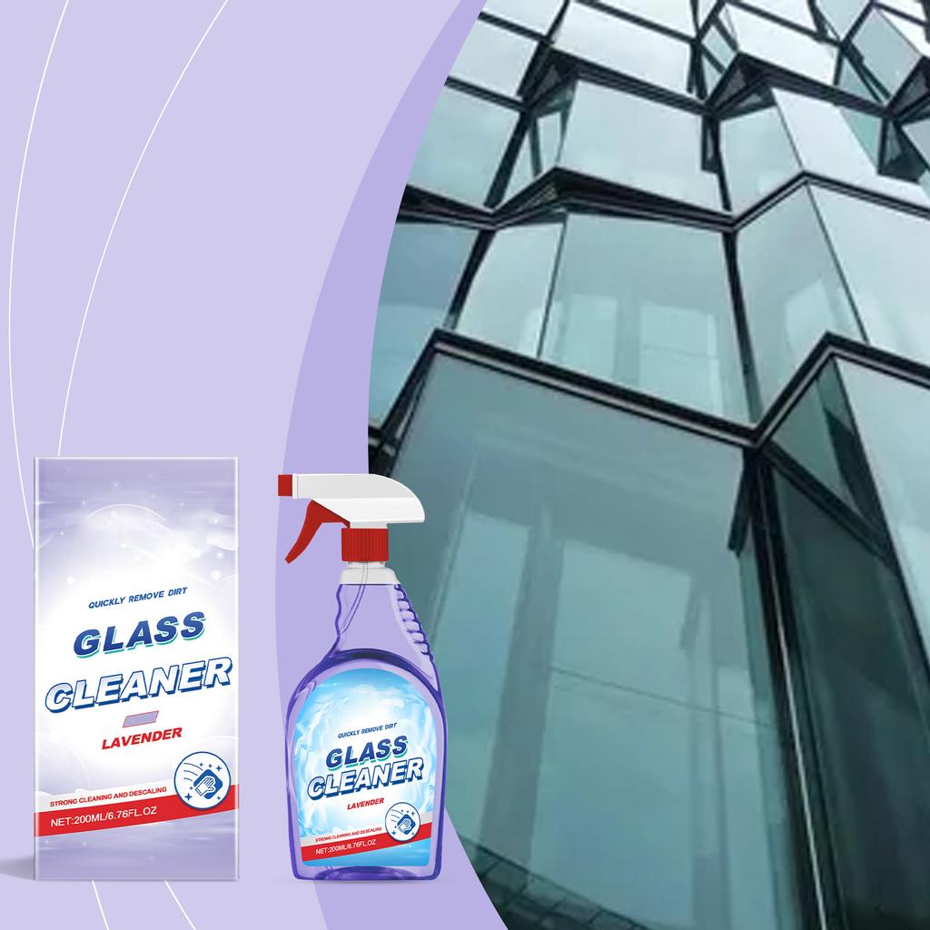 Lavender Scented Glass Cleaner,, Dirt, And Grease Stains; A Household Cleaning Agent For Glass Surfaces. 200ml