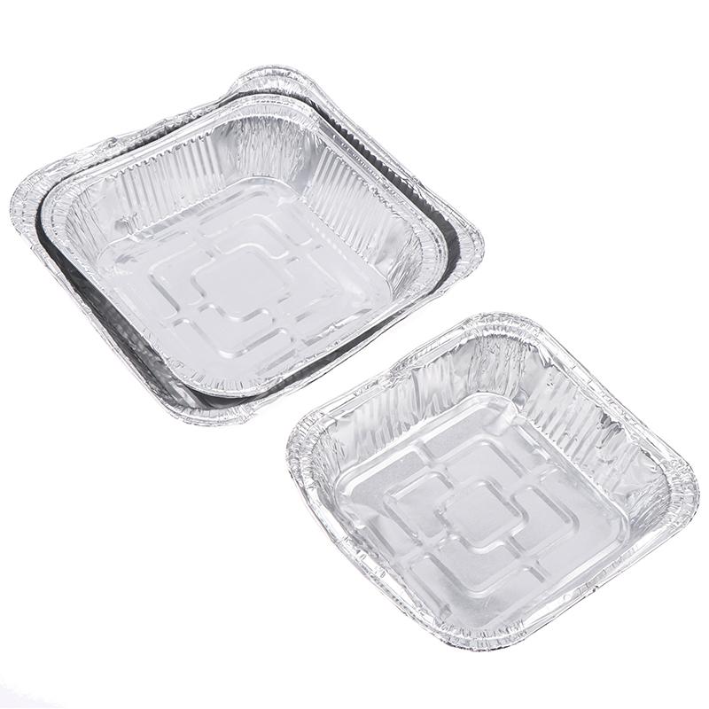 10Pcs 20Cm Air Fryer Aluminum Foil Pan Food Containers Square Oven Bbq Tray Oil-Proof Non-Stick Baking Tool Kitchen Supplies
