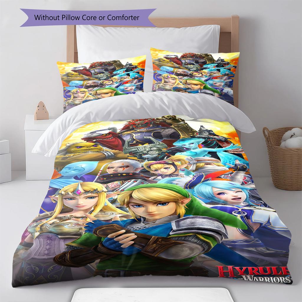 Adventure Game Pattern Bedding Quilt Set Quilt Cover Pillowcase Home Decoration Birthday Gift (1 * Duvet Cover + 2 * Pillowcase, Without Core)