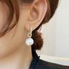 Round Large Pearl Earrings Women's High-end Earrings Niche Design Light Luxury Personalized Zircon Micro-inlaid Ear Buckle