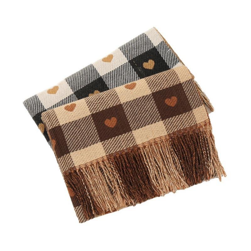 Autumn and Winter Hot-selling New Love Imitation Cashmere Versatile Scarf Women's Warm Thickened Cold-proof Plaid Fringed Shawl