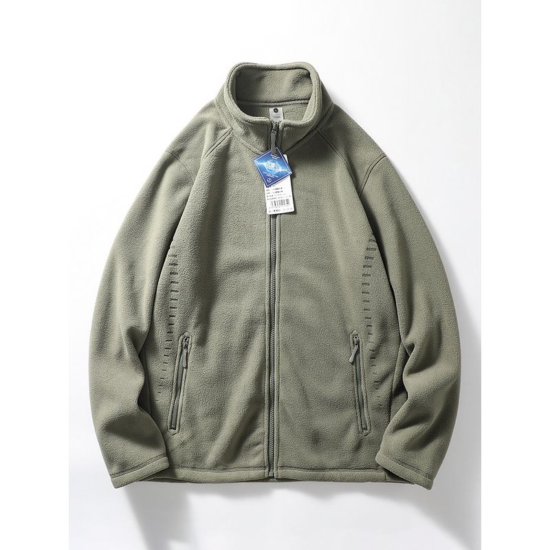 Double-Sided Polar Fleece Jacket Men's Autumn and Winter Fleece Sweater Jacket Export Men's American Stand Collar Cardigan Zipper Sweatshirt