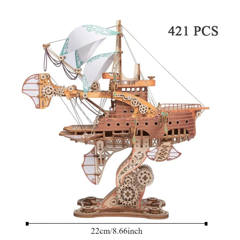 Assembly DIY 3D Wooden Puzzle Miniature Model Ship Building Block Kits  Children Kids Girls