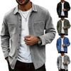 Men's Solid Color Shirt Long Sleeve Men's Casual Fashion Trend With Pocket Shirt Jacket